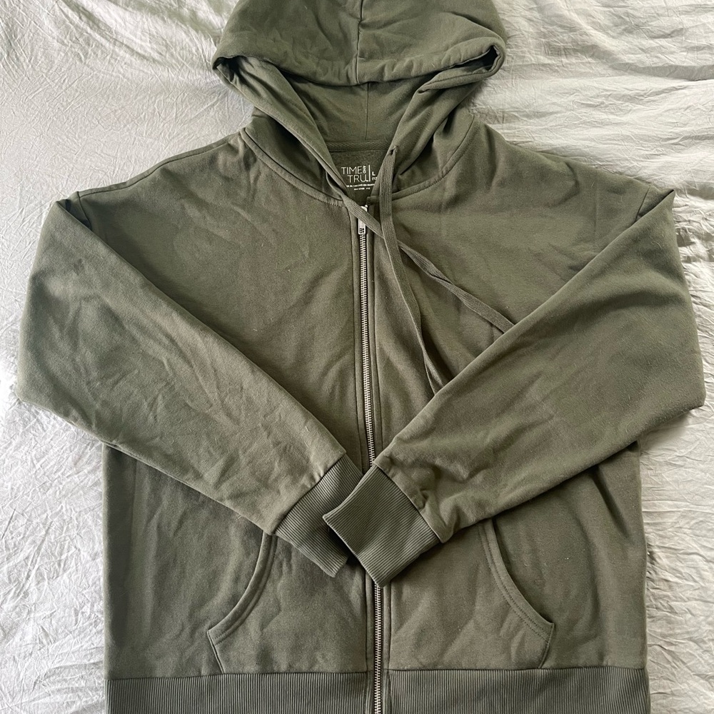 Olive Green Zip-Up Hoodie
